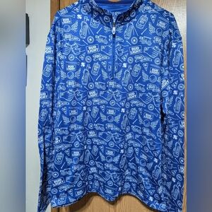 Pins And Aces Blue Bud Light Graphic Golf Pullover Large 1/4 Zip